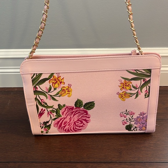 Carolina Herrera floral print large canvas cosmetics bag to shoulder bag - Picture 3 of 15